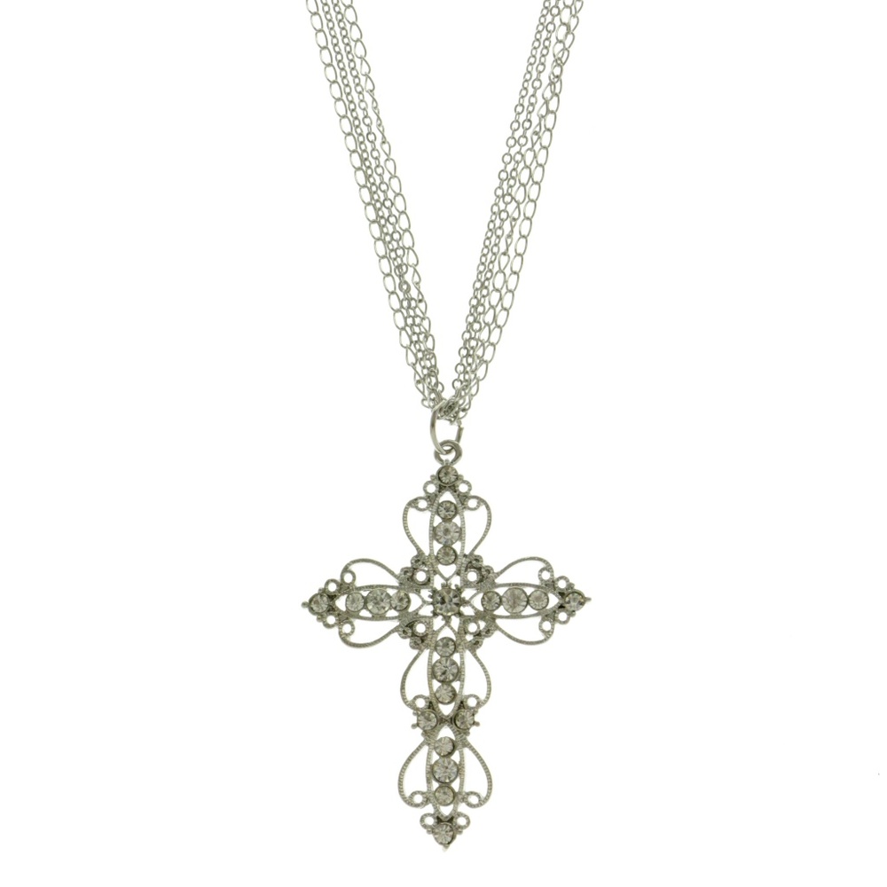 Express Cross Pendant-Necklace Silver NWOT